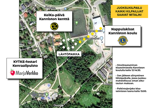 Alueen kartta kertoo tapahtuman monipuolisuudesta.